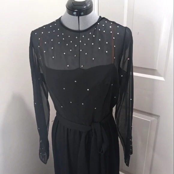 Jack Bryan | Dresses | Vtg Jack Bryan Black Formal Dress Wsheer Overlay  Wrhinestones Maxi Size 4 | Poshmark